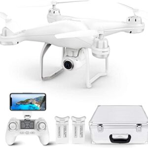 Potensic Dron T25 con cámara 2K para adultos, dron GPS RC FPV con video en vivo WiFi, retorno automático a casa, retención de altitud, sígueme, camino de vuelo personalizado, 2 baterías de dron y estuche de transporte