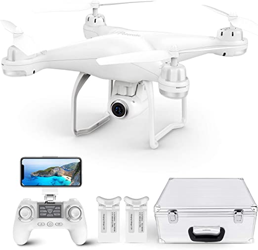 Potensic Dron T25 con cámara 2K para adultos, dron GPS RC FPV con video en vivo WiFi, retorno automático a casa, retención de altitud, sígueme, camino de vuelo personalizado, 2 baterías de dron y estuche de transporte