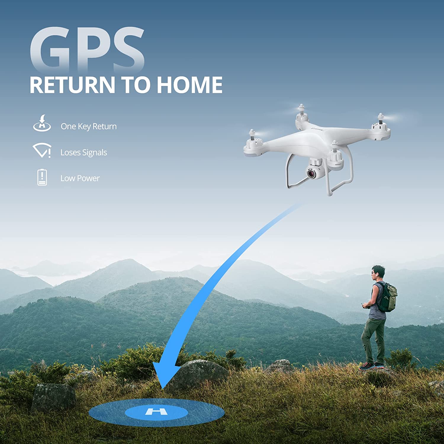 Potensic Dron T25 con cámara 2K para adultos, dron GPS RC FPV con video en vivo WiFi, retorno automático a casa, retención de altitud, sígueme, camino de vuelo personalizado, 2 baterías de dron y estuche de transporte - Imagen 3