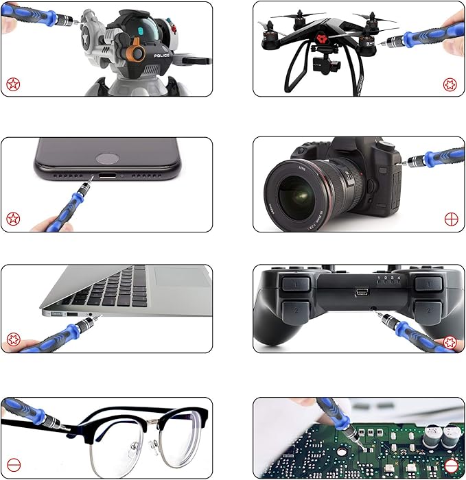 Juego de destornilladores de precisión, kit de reparación de computadora, herramientas de reparación 128 en 1 con alfombrilla antiestática, correa de muñeca ESD, kit de destornillador magnético para - Imagen 4