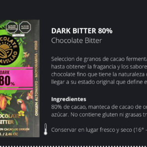 CHOCOLATE DARK BITTER 80%